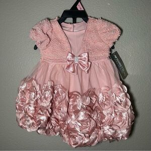NEW Nannette baby girl pink formal floral dress infant size 3-6 months